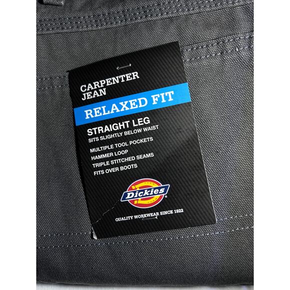 Dickies Relaxed-Fit Straight Carpenter Duck Jeans for Men - Rinsed Slate - 44x32 - Picture 7 of 8